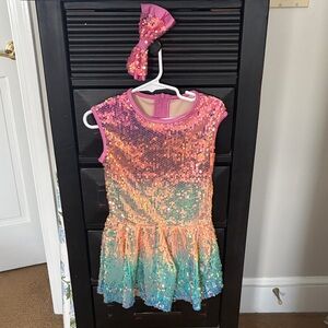 Sequin Rainbow Kids Costume with Headband